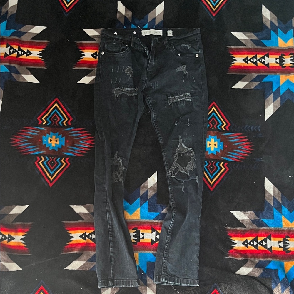 Kids Distressed Black Jeans